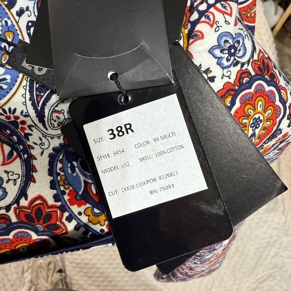 NWT Linea Uomo Multi Color Paisley Cotton 2Btn Mens Jacket Sport Coat Blazer 38R - Picture 10 of 14